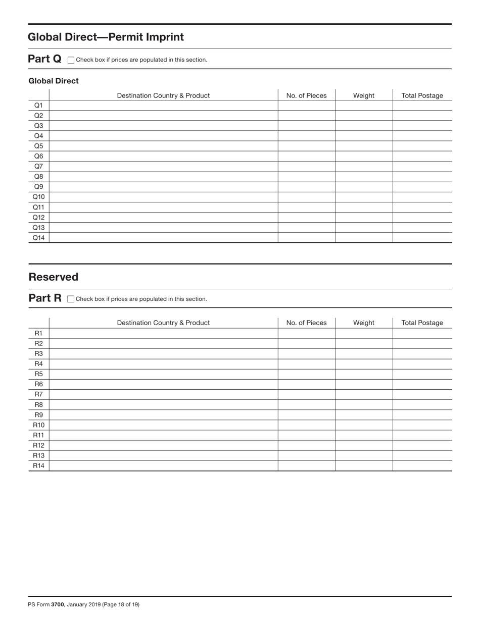 PS Form 3700 Postage Statement - International Mail, Page 18