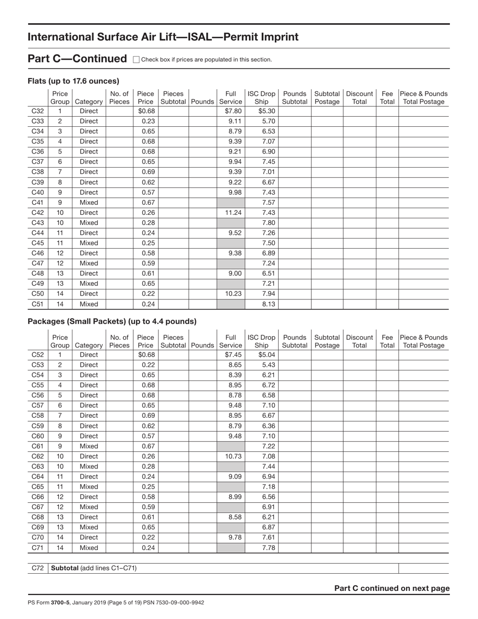 PS Form 3700 Postage Statement - International Mail, Page 5