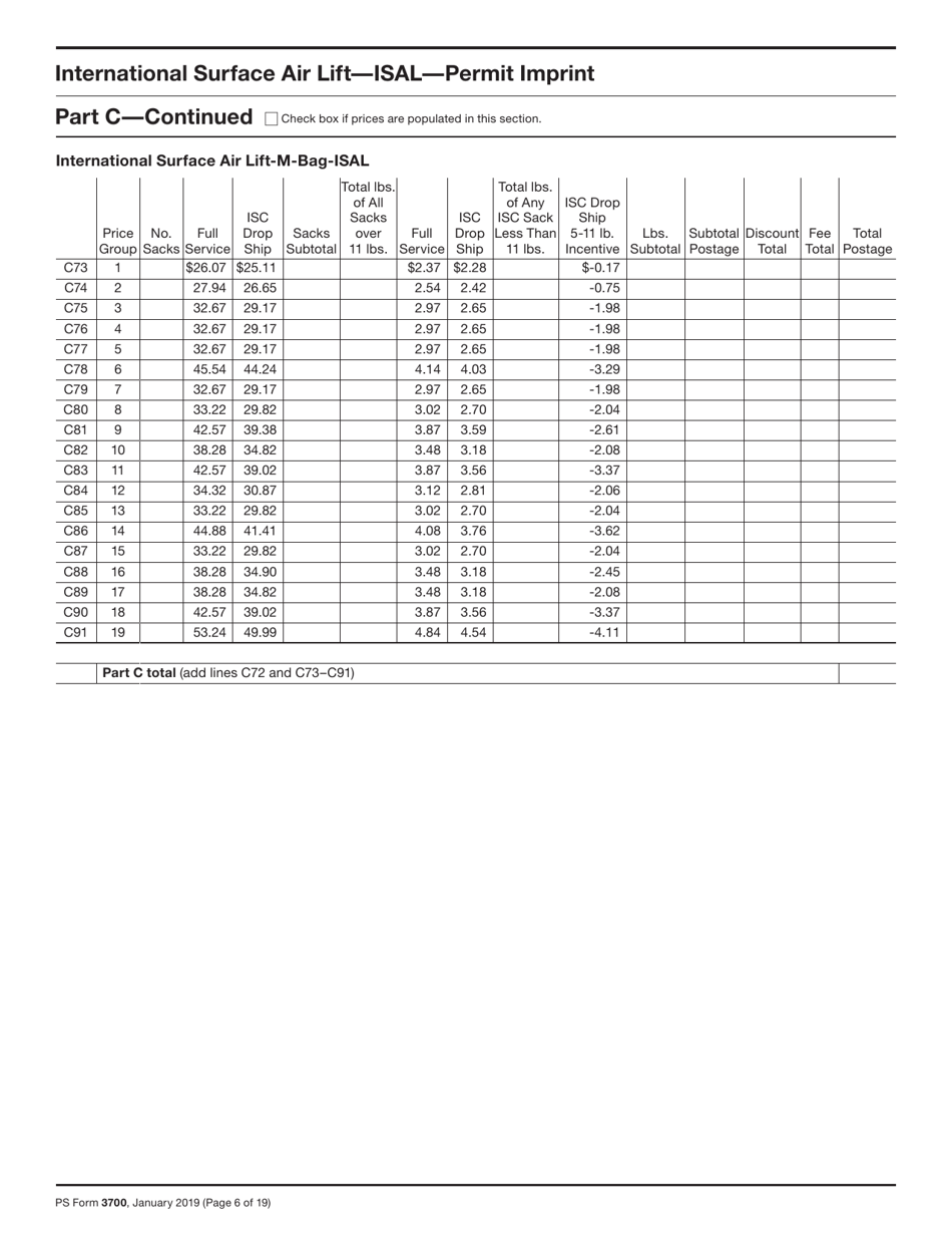 PS Form 3700 Postage Statement - International Mail, Page 6