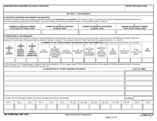 DD Form 2564 Annual Freedom of Information Act Report, Page 2