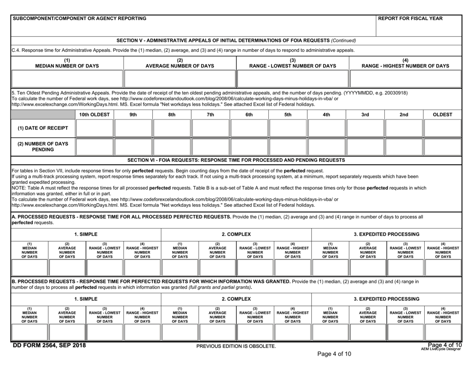DD Form 2564 Annual Freedom of Information Act Report, Page 4