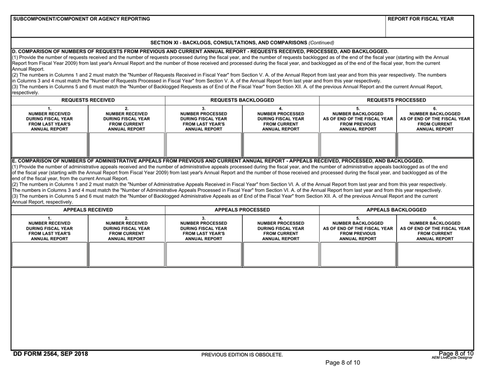 DD Form 2564 Annual Freedom of Information Act Report, Page 8