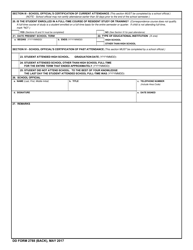 DD Form 2788 Child Annuitant&#039;s School Certification, Page 2