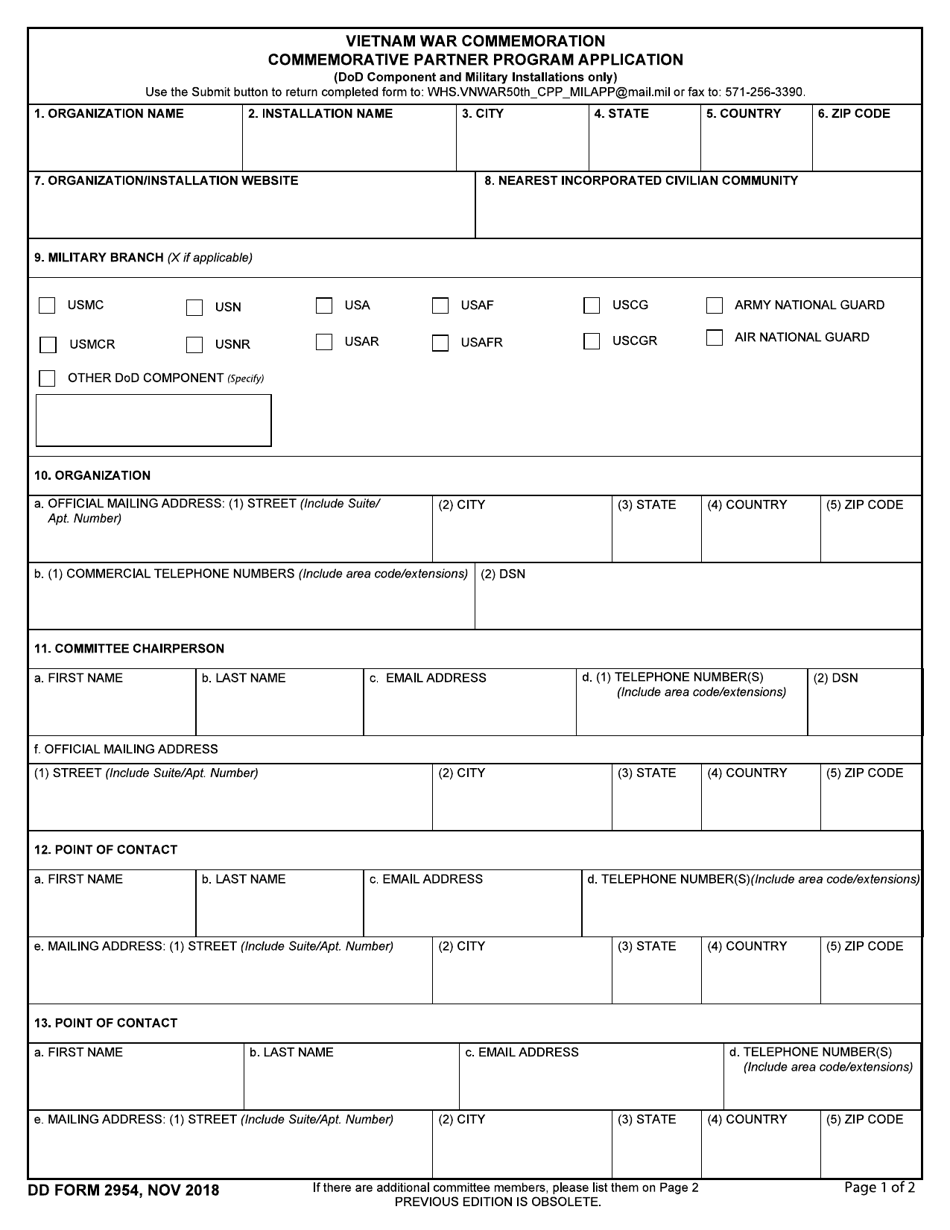 DD Form 2954 - Fill Out, Sign Online and Download Fillable PDF ...