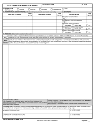 DD Form 2973 Food Operation Inspection Report, Page 2