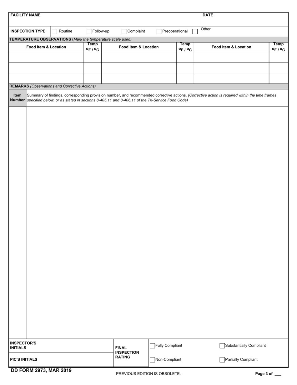 DD Form 2973 Download Fillable PDF or Fill Online Food Operation ...