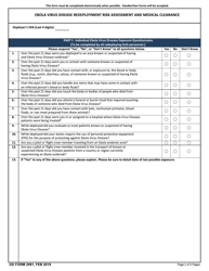 DD Form 2991 Ebola Virus Disease Redeployment Risk Assessment and Medical Clearance, Page 2