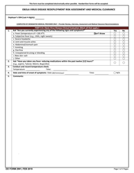 DD Form 2991 Ebola Virus Disease Redeployment Risk Assessment and Medical Clearance, Page 3