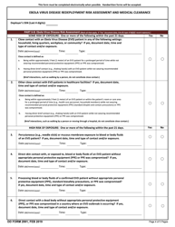 DD Form 2991 Ebola Virus Disease Redeployment Risk Assessment and Medical Clearance, Page 4