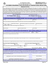 Form DS-64 Statement Regarding a Lost or Stolen U.S. Passport Book and/or Card, Page 2