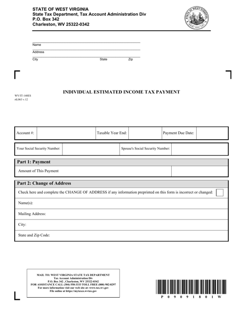 Form WV/IT-140ES  Printable Pdf