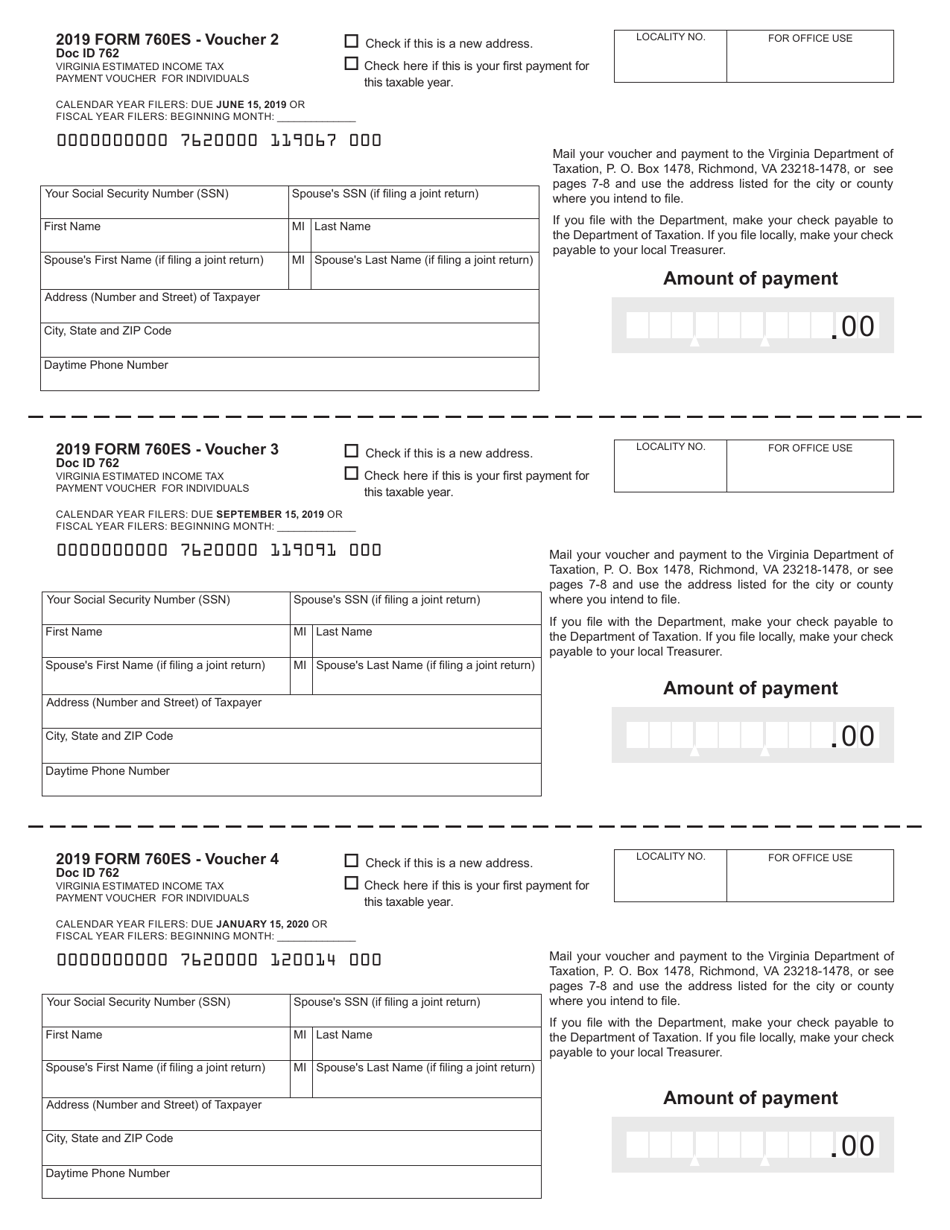Form 760ES Virginia Estimated Income Tax Payment Voucher for Individuals - Virginia, Page 5