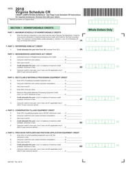Document preview: Form 760 (760PY; 763; 765) Schedule CR Credit Computation Schedule - Virginia