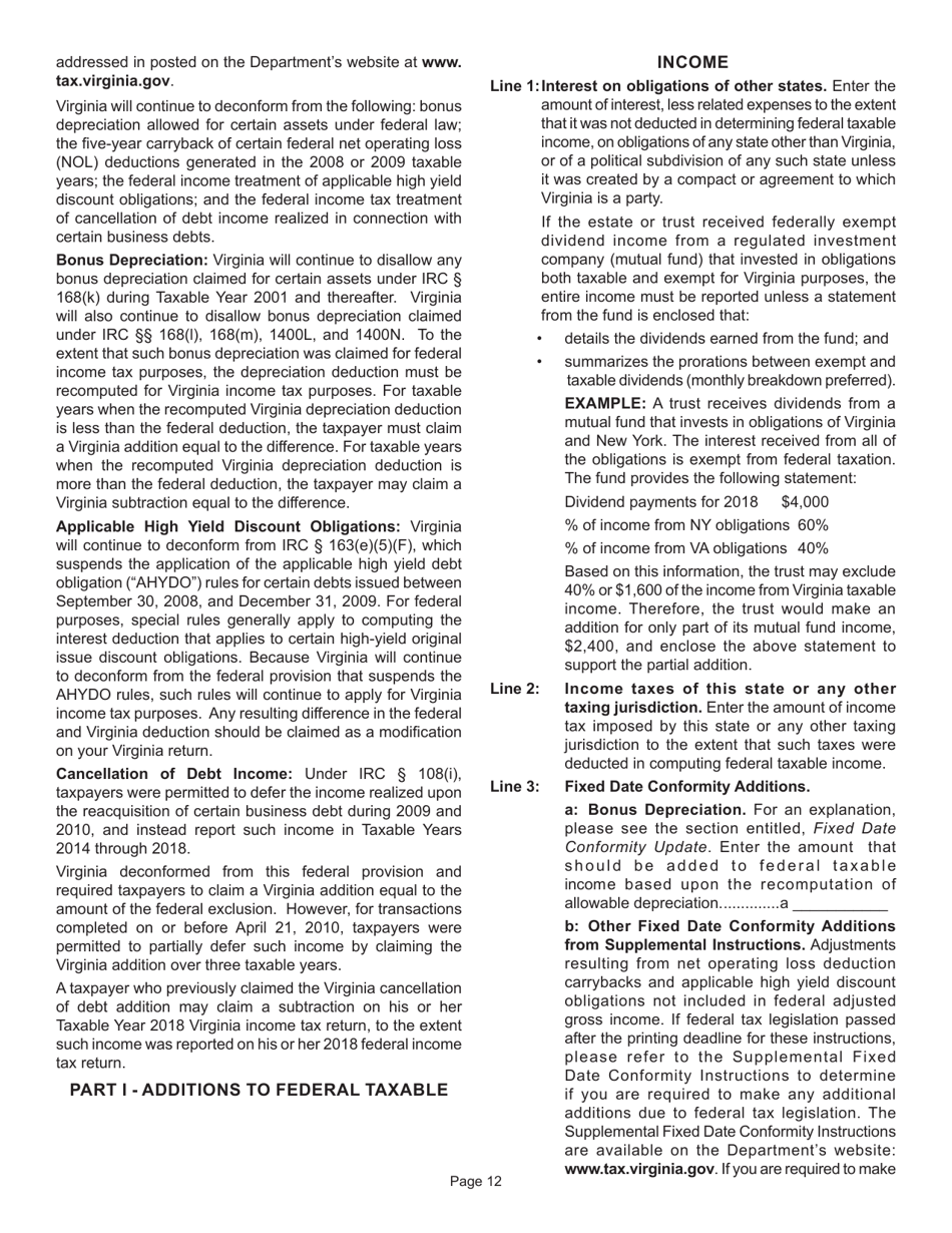 Instructions for Form 770 Virginia Fiduciary Income Tax Return - Virginia, Page 14