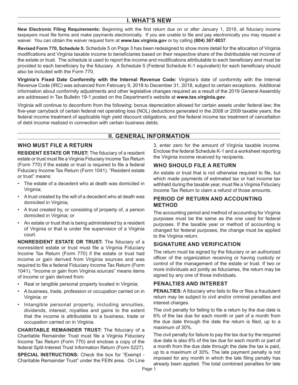Instructions for Form 770 Virginia Fiduciary Income Tax Return - Virginia, Page 3