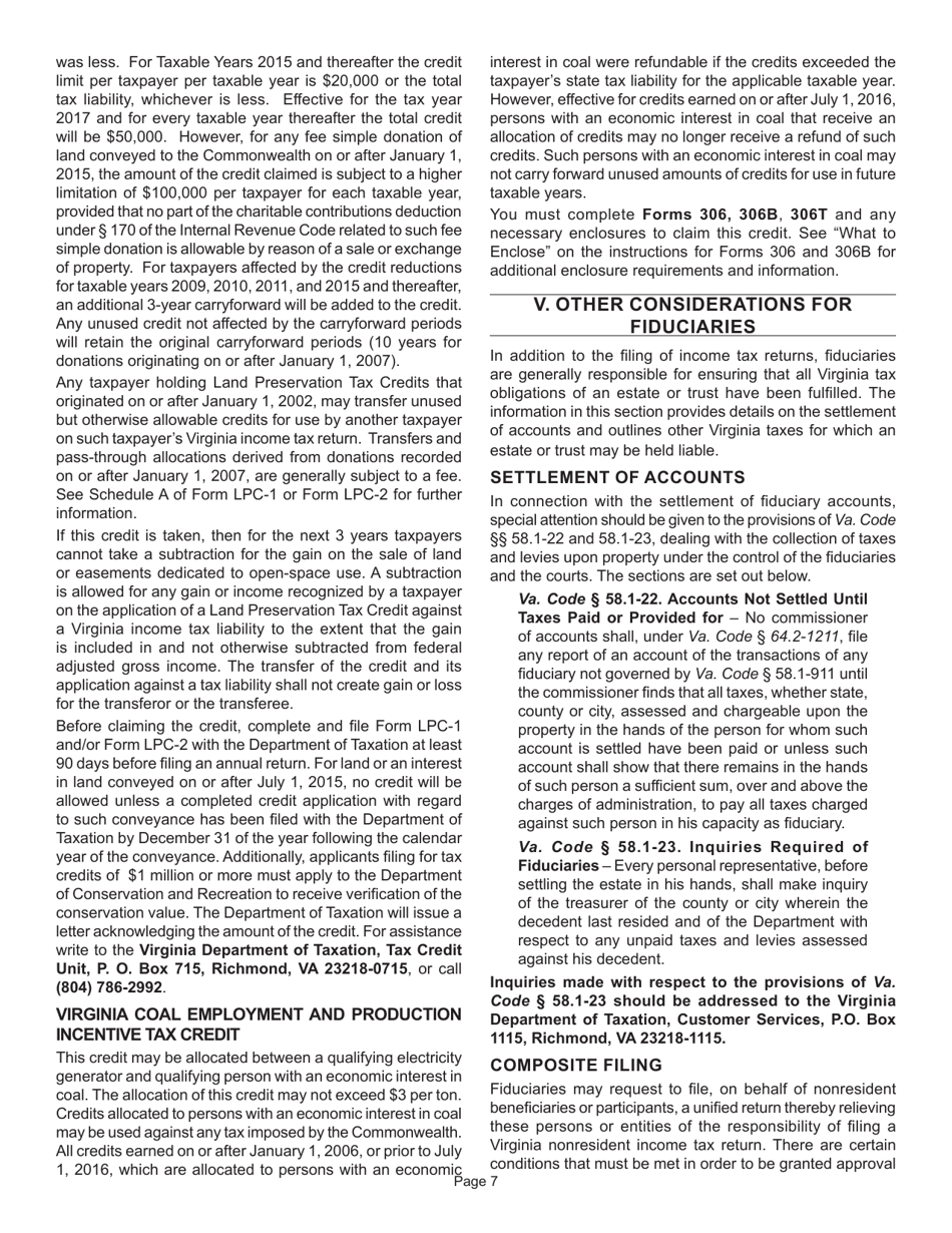 Instructions for Form 770 Virginia Fiduciary Income Tax Return - Virginia, Page 9