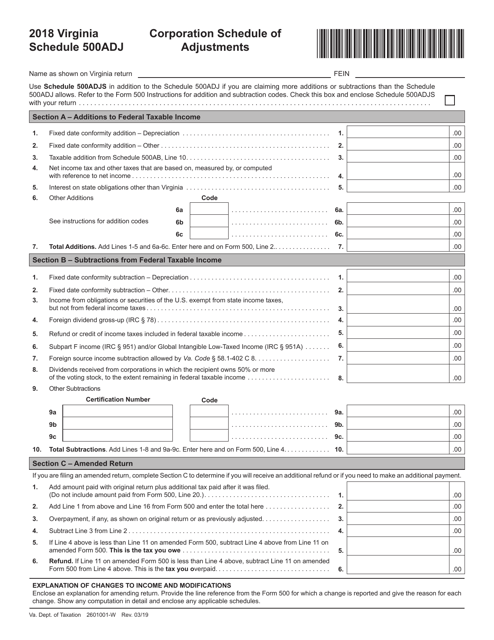 Schedule 500ADJ 2018 Printable Pdf