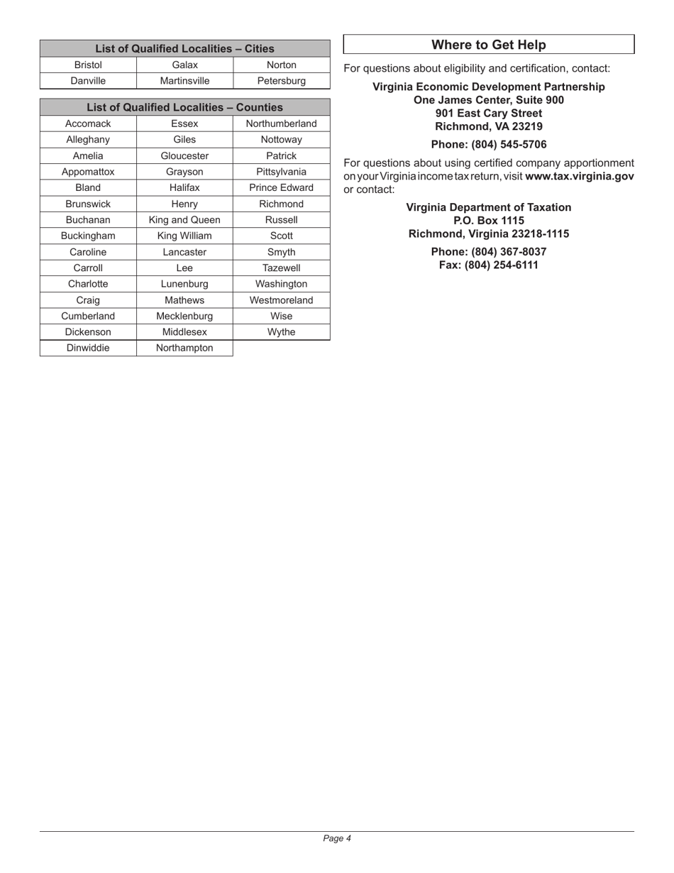 Instructions for Schedule 500AP Modified Apportionment Schedule for Vedp-Certified Companies - Virginia, Page 4