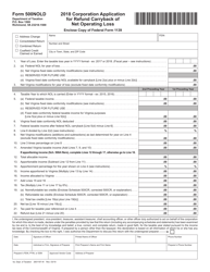 Form 500NOLD Corporation Application for Refund-Carryback of Net Operating Loss - Virginia