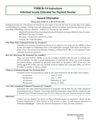 Instructions for VT Form IN-114 Individual Income Estimated Tax Payment Voucher - Vermont