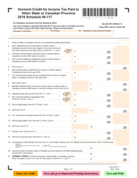 Document preview: Schedule IN-117 Vermont Credit for Income Tax Paid to Other State or Canadian Province - Vermont