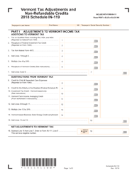 Document preview: Schedule IN-119 Vermont Tax Adjustments and Non-refundable Credits - Vermont