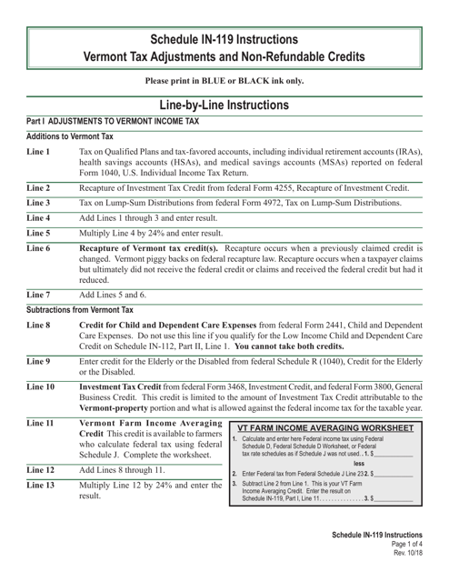 Schedule IN-119  Printable Pdf