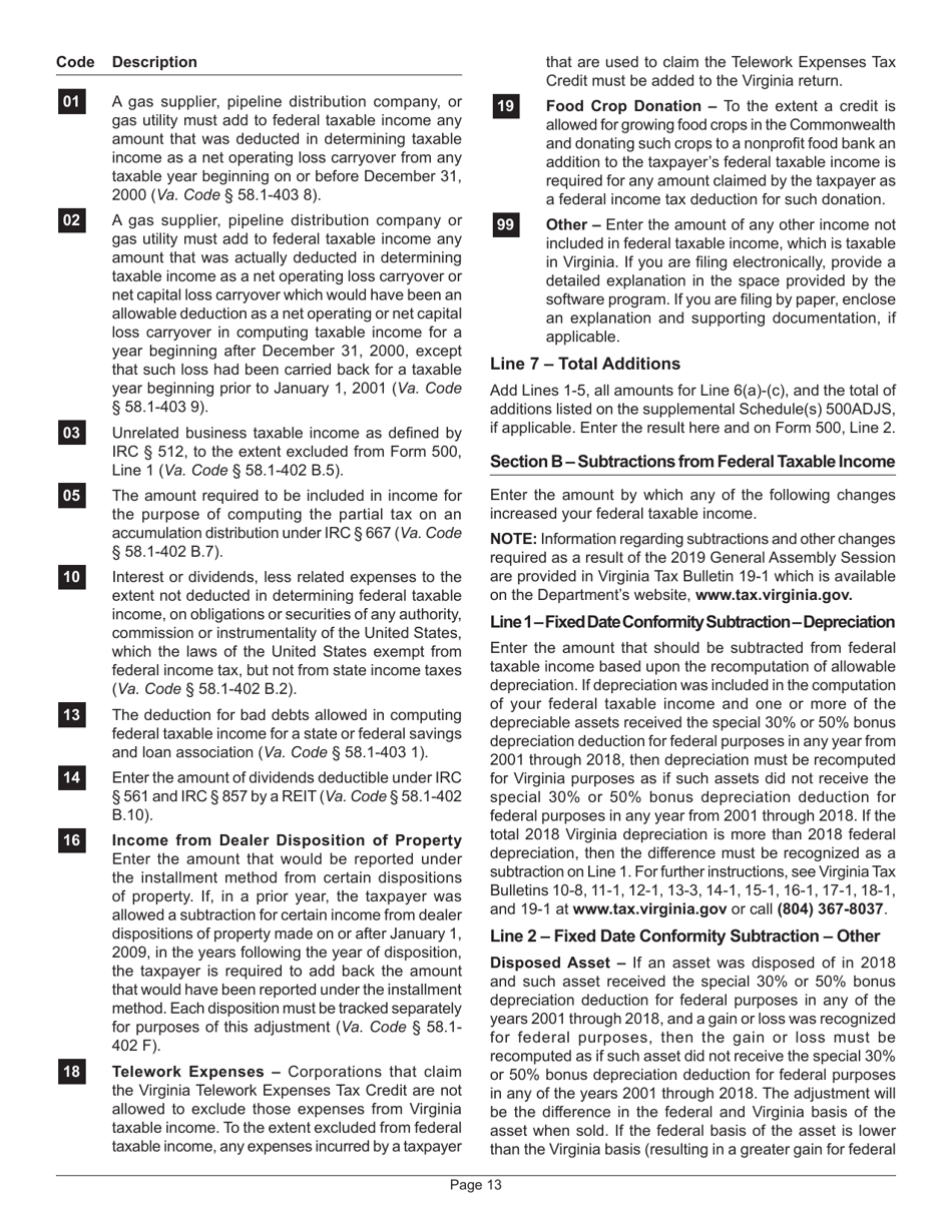 Instructions for Form 500 Virginia Corporation Income Tax Return - Virginia, Page 15