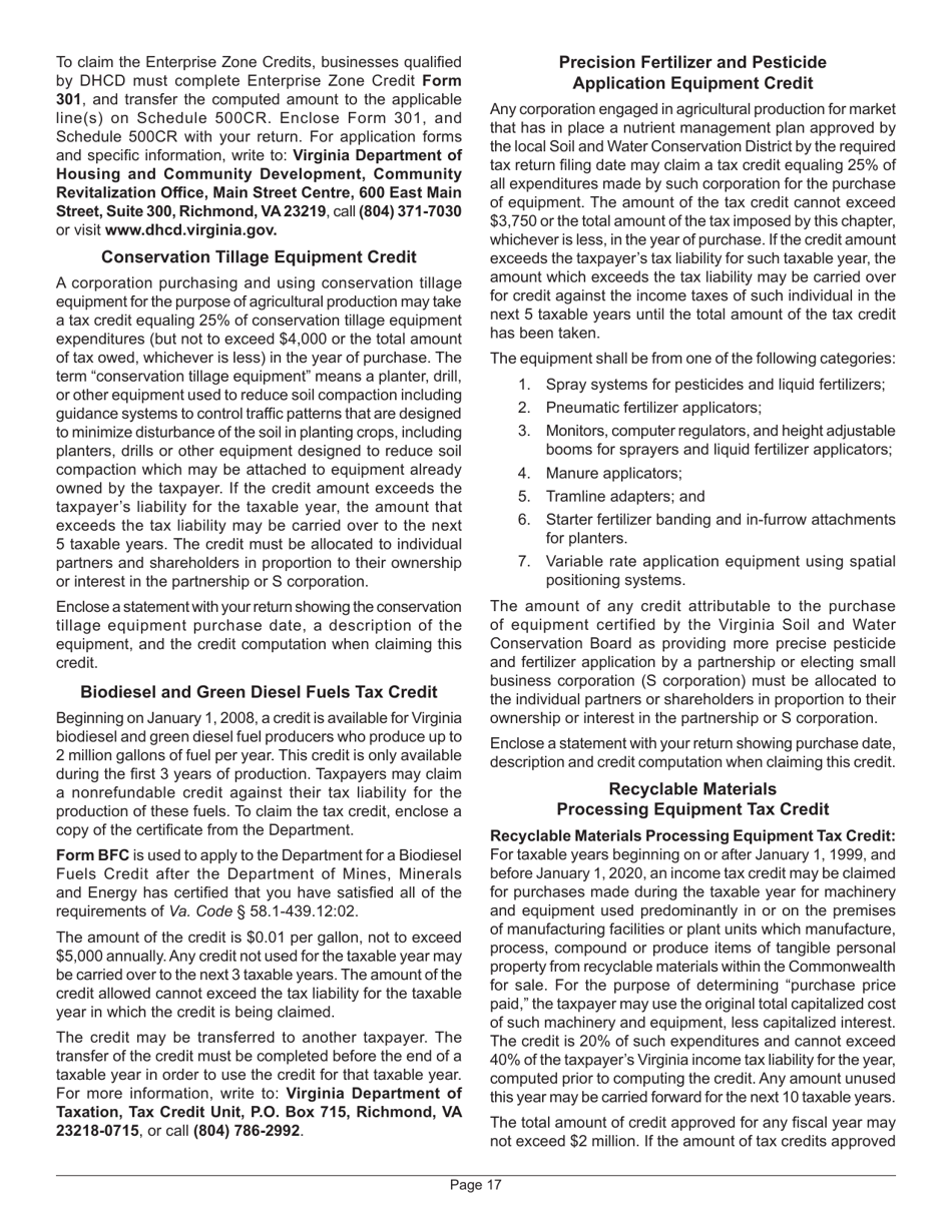 Instructions for Form 500 Virginia Corporation Income Tax Return - Virginia, Page 19