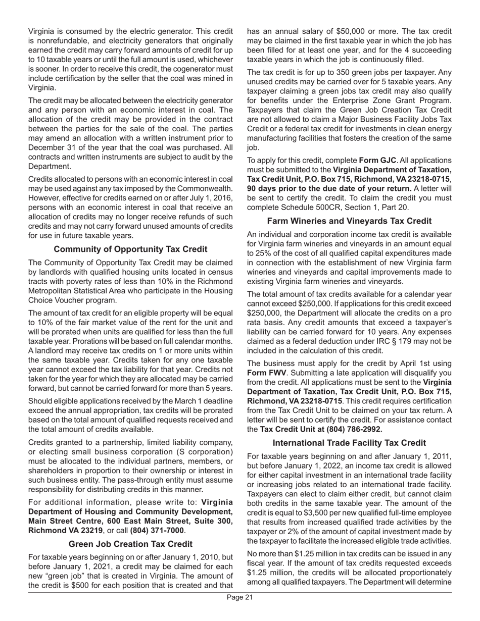 Instructions for Form 500 Virginia Corporation Income Tax Return - Virginia, Page 23