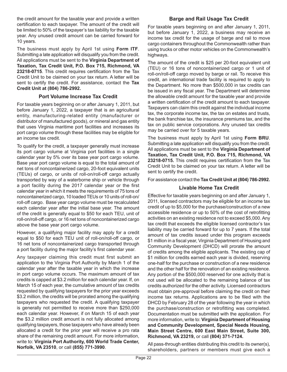 Instructions for Form 500 Virginia Corporation Income Tax Return - Virginia, Page 24