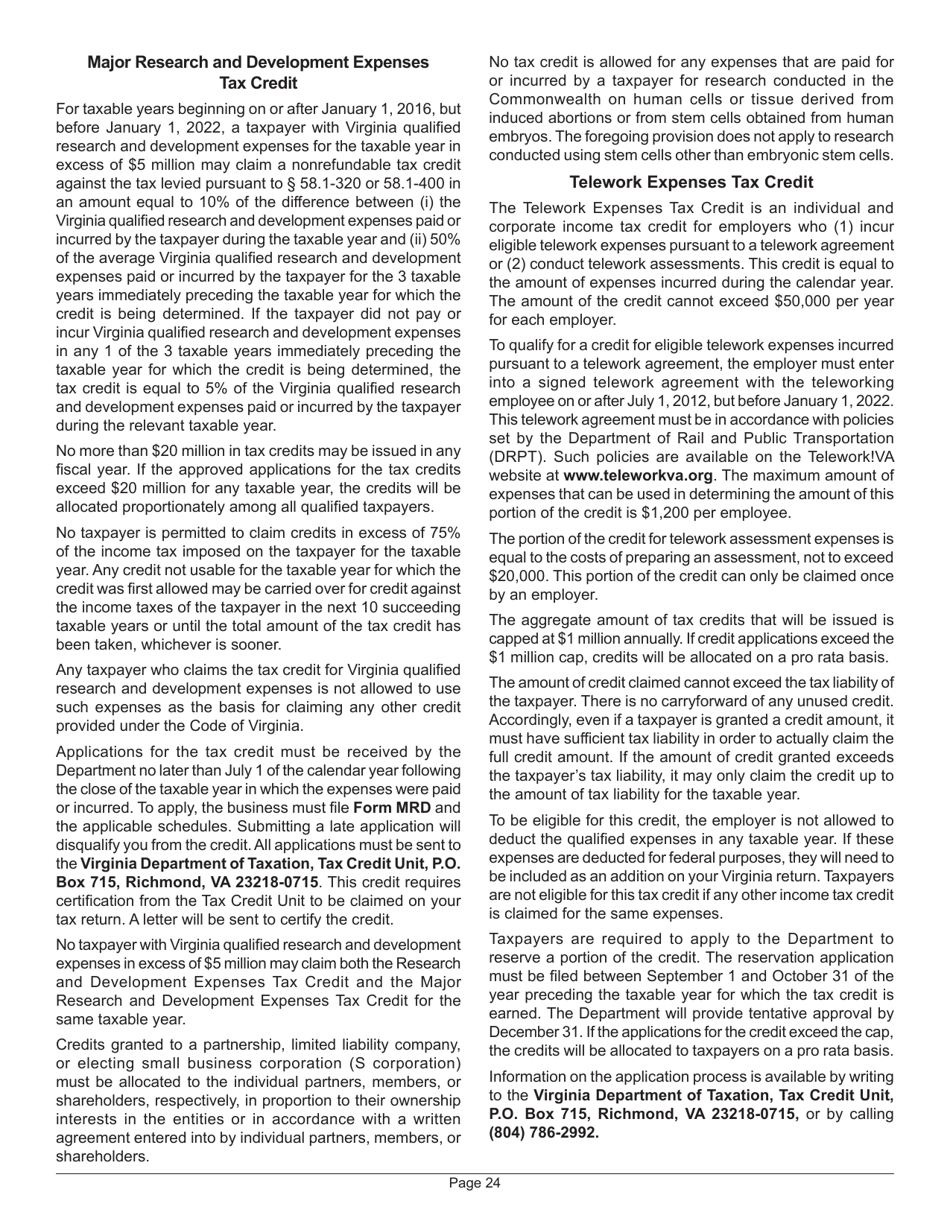 Instructions for Form 500 Virginia Corporation Income Tax Return - Virginia, Page 26