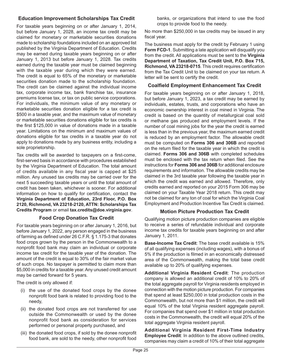 Instructions for Form 500 Virginia Corporation Income Tax Return - Virginia, Page 27