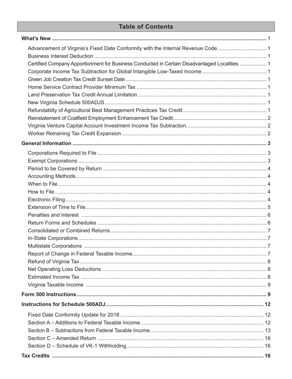 Instructions for Form 500 Virginia Corporation Income Tax Return - Virginia, Page 2