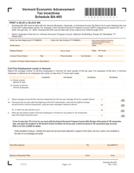 Document preview: Schedule BA-405 Economic Advancement Tax Incentives - Vermont