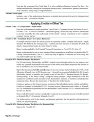 Instructions for Schedule BA-404 Tax Credits Earned, Applied, Expired, and Carried Forward - Vermont, Page 2