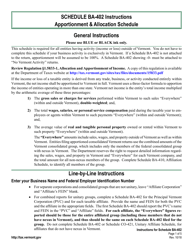 Instructions for Schedule BA-402 Apportionment &amp; Allocation Schedule - Vermont