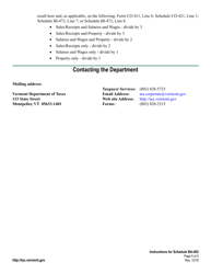 Instructions for Schedule BA-402 Apportionment &amp; Allocation Schedule - Vermont, Page 5