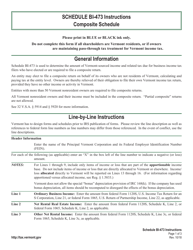 Instructions for Schedule BI-473 Composite Schedule - Vermont