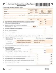 VT Form BI-471 Business Income Tax Return - Vermont