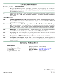 Instructions for VT Form BI-476 Business Income Tax Return (Short Form - Vermont Resident Only) - Vermont, Page 4