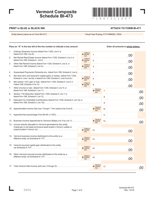 Schedule BI-473  Printable Pdf