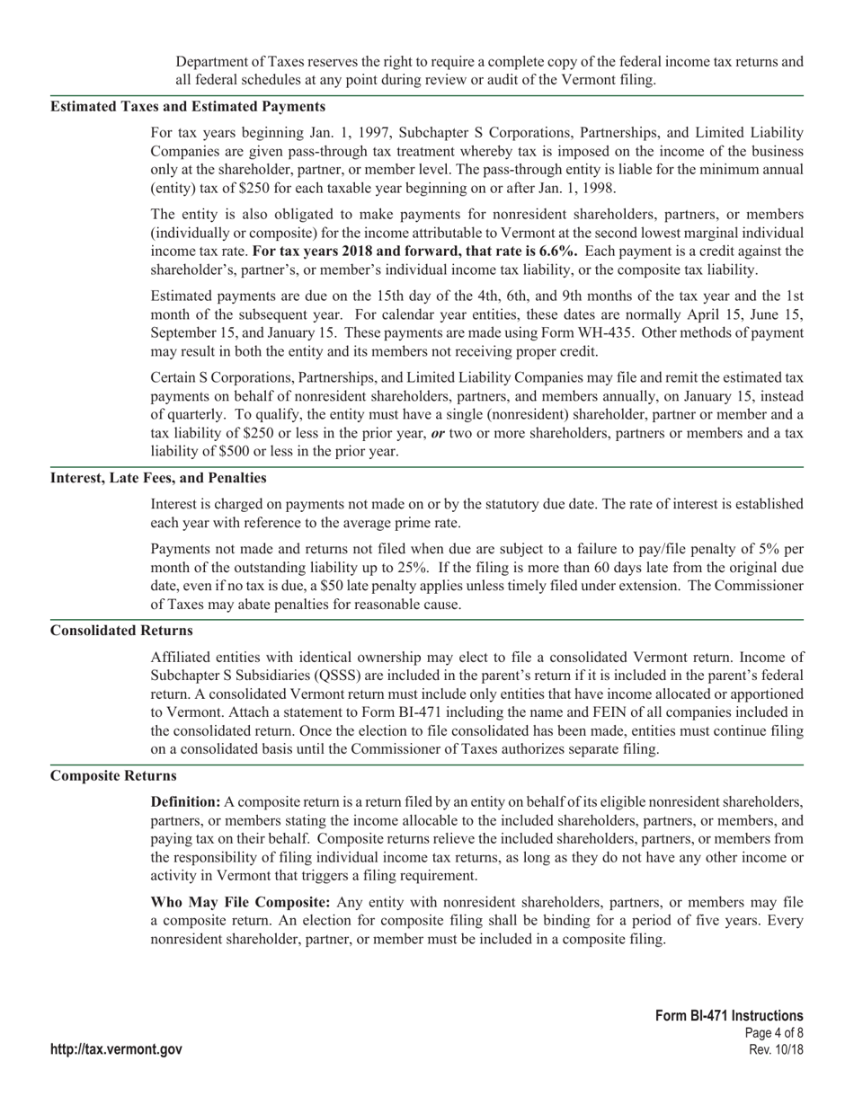 Instructions for VT Form BI-471 Business Income Tax Return - Vermont, Page 4