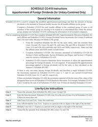 Instructions for Schedule CO-419 Apportionment of Foreign Dividends (For Unitary-Combined Only) - Vermont