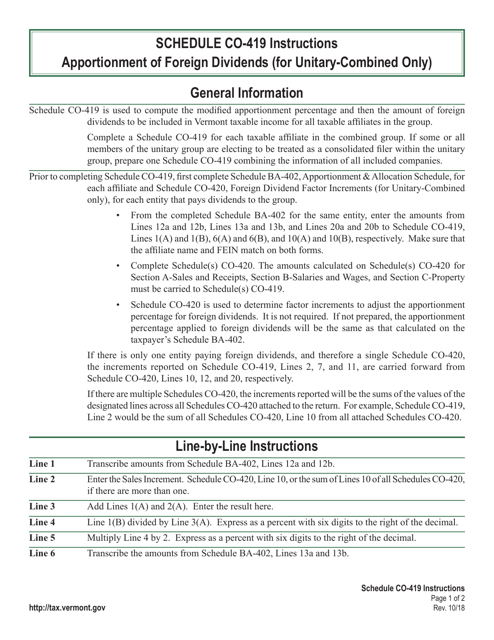 Schedule CO-419  Printable Pdf