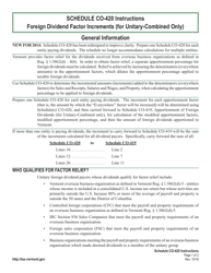 Instructions for Schedule CO-420 Foreign Dividend Factor Increments (For Unitary-Combined Only) - Vermont