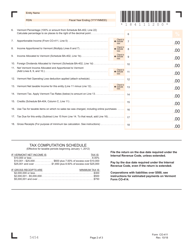 VT Form CO-411 Corporate Income Tax Return - Vermont, Page 2