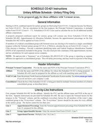 Instructions for Schedule CO-421 Unitary Affiliate Schedule - Unitary Filing Only - Vermont