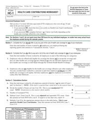 VT Form HC-1 Health Care Contributions Worksheet - Vermont