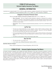 Document preview: Instructions for VT Form CPT-635 Captive Insurance Tax Return - Vermont